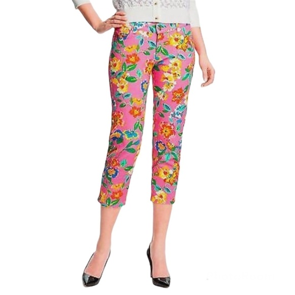 Kate Spade 30 Broome Street Floral Pink Capri Pants - Picture 3 of 11